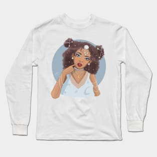 Moon Girl Portrait Illustration Long Sleeve T-Shirt